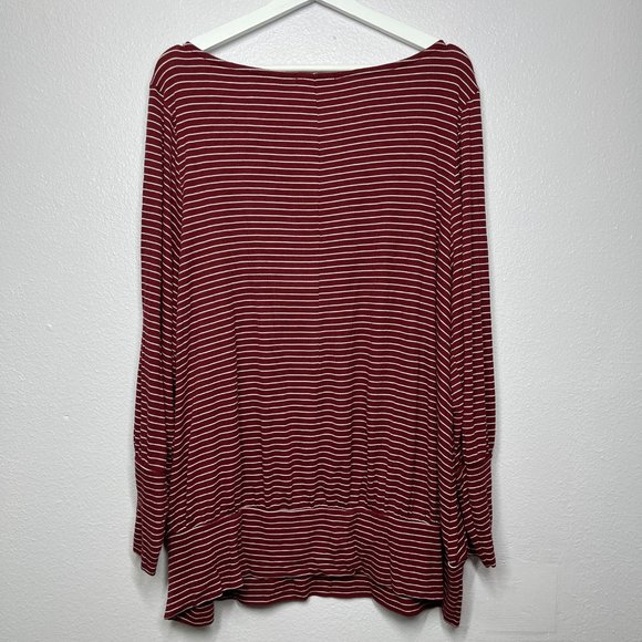 𝅺Lane Bryant Burgundy Striped Long Sleeve Banded Hem Tunic Top Size 22/24 - Picture 2 of 6